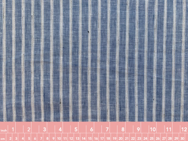 Designer Deadstock - Yarn Dyed Linen - Woven Blue Stripe