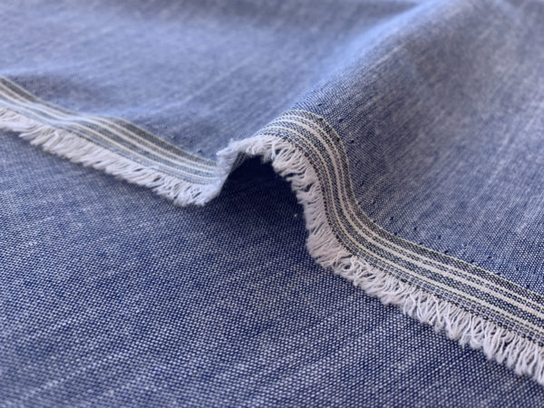 Designer Deadstock - Cotton Chambray Yarn Dyed - Blue Stripe