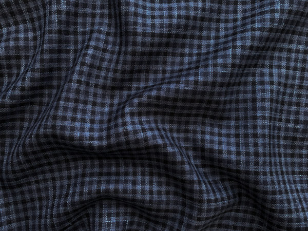 Designer Deadstock - Wool/Silk/Linen Blend - Blue Gingham