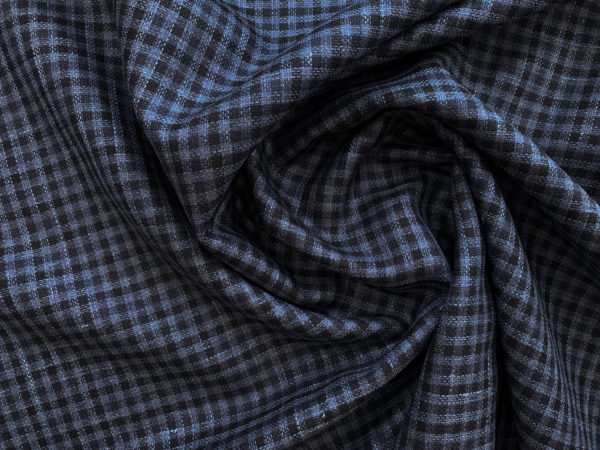 Designer Deadstock - Wool/Silk/Linen Blend - Blue Gingham