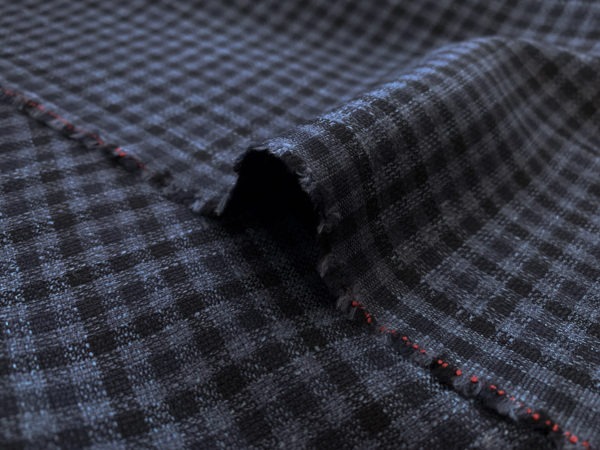 Designer Deadstock - Wool/Silk/Linen Blend - Blue Gingham