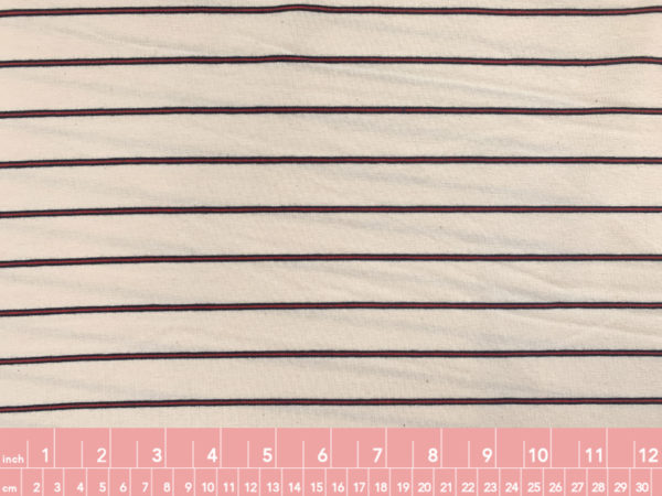 Designer Deadstock - Cotton Jersey - Red/Bone Stripe