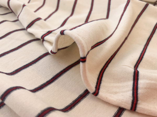 Designer Deadstock - Cotton Jersey - Red/Bone Stripe