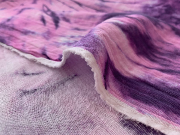 Designer Deadstock - Cotton Double Gauze - Purple Tie Dye