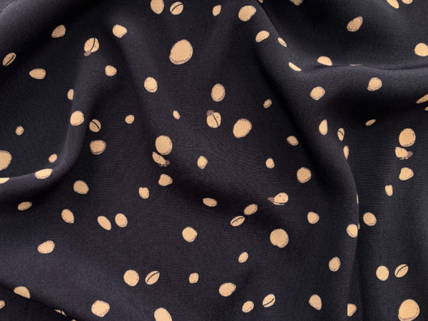 Designer Deadstock - Rayon Crepe - Black/Brown Ladybug