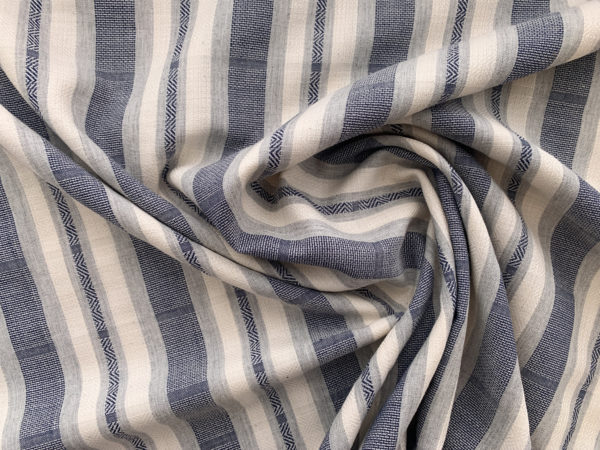 Designer Deadstock - Cotton Novelty Poplin - Blue/White Textured Stripe