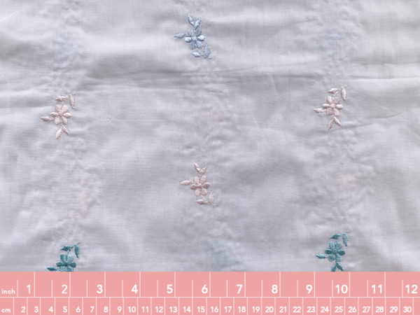 Designer Deadstock – Embroidered Cotton - White/Pastel Floral