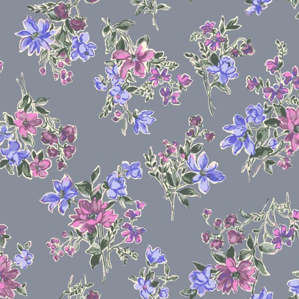 Japanese Cotton Lawn - Floral on Grey