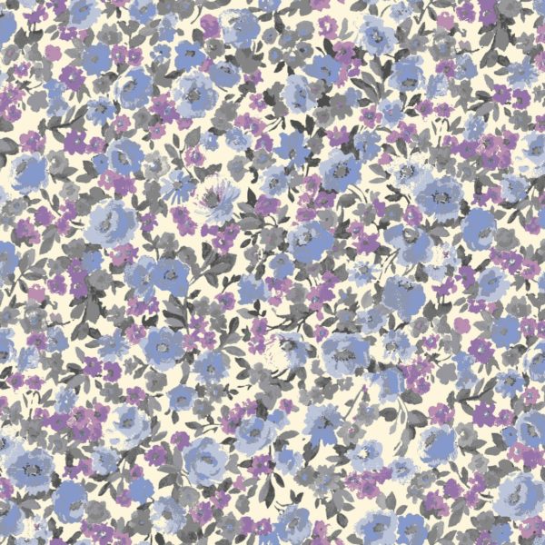 Japanese Cotton Lawn - Flower Garden - Blue