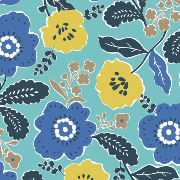 Japanese Cotton Twill - Flower Field - Blue