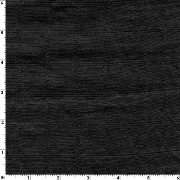 Japanese Cotton Double Gauze Jacquard - Squares - Black
