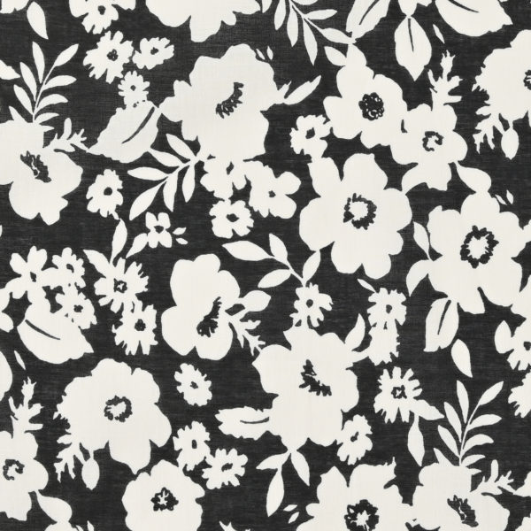 Japanese Cotton Poplin – Shadow Box Blooms – Black