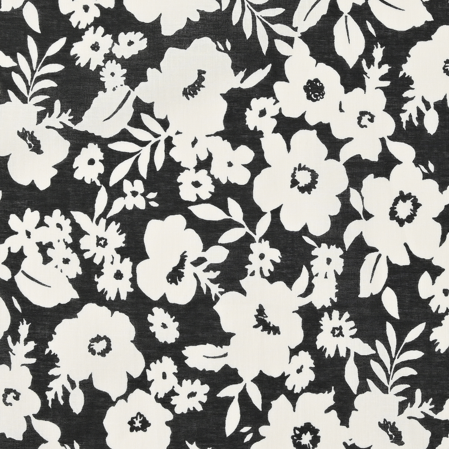 Japanese Cotton Poplin – Shadow Box Blooms – Black - Stonemountain ...