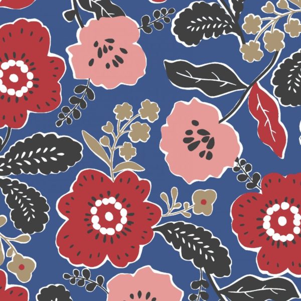 Japanese Cotton Twill - Flower Field - Red