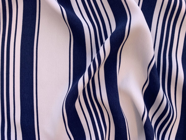 Designer Deadstock - Rayon Crepe - Nautical Stripe