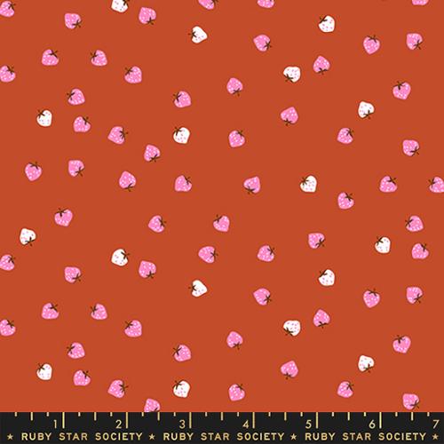 Quilting Cotton – Strawberry Friends – Small Strawberries – Cayenne