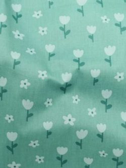 Cotton Poplin – Small Tulips – Aqua