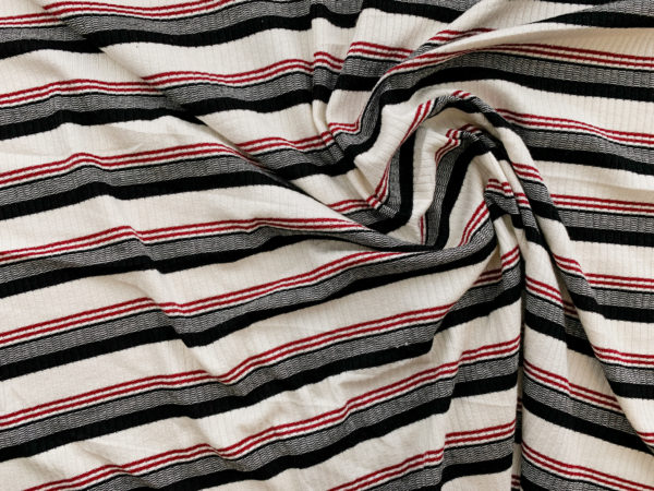 Designer Deadstock - Cotton/Lycra Rib Knit - 90s Stripe