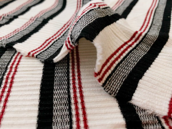 Designer Deadstock - Cotton/Lycra Rib Knit - 90s Stripe