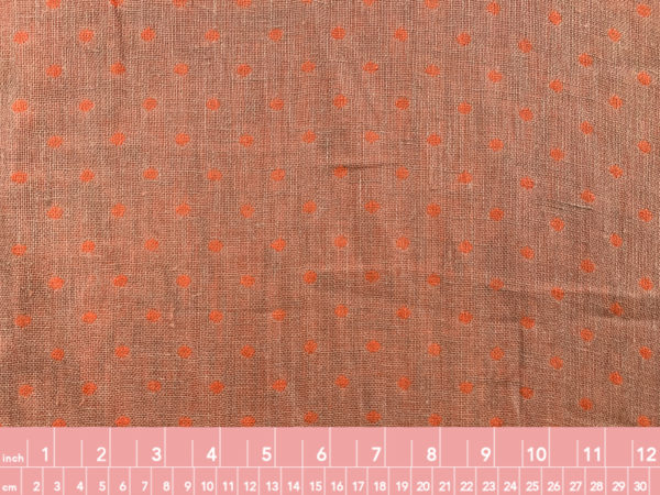 Designer Deadstock - Double Faced Linen - Sand/Tangerine Polka Dot