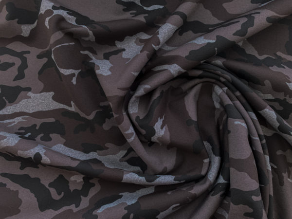 Designer Deadstock - Nylon/Spandex Jersey - Camouflage - Grey