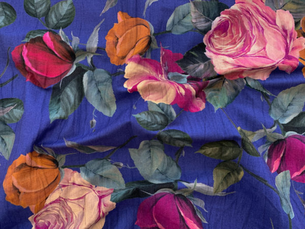 Designer Deadstock - Cotton/Spandex Crinkle Twill - Rose Garden