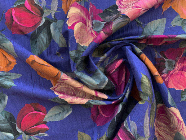 Designer Deadstock - Cotton/Spandex Crinkle Twill - Rose Garden