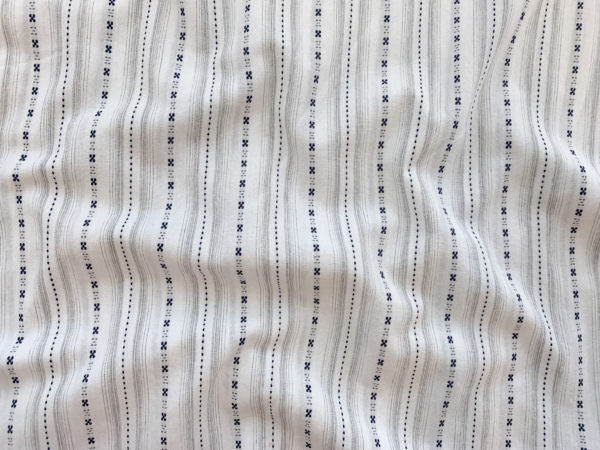 Designer Deadstock - Italian Cotton Shirting - Embroidered Stripe