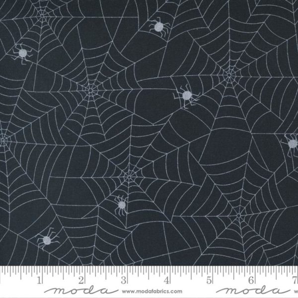 Quilting Cotton – Too Cute To Spook – Spiderwebs – Black