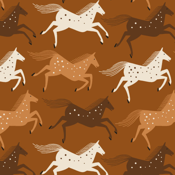 Cotton/Linen Canvas – Wild & Free – Horses – Delightful Golden