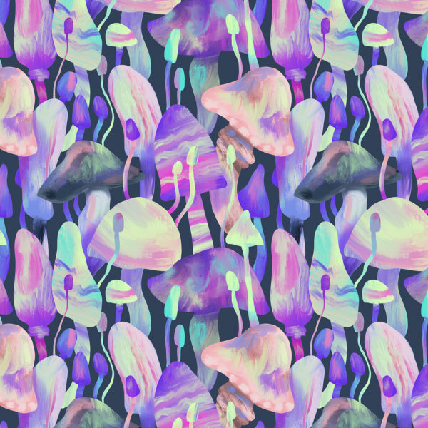 Quilting Cotton - Luminous Daydream - Porcini - Psychedelic Navy