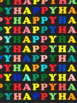 Quilting Cotton – Happy Happy Happy – Black