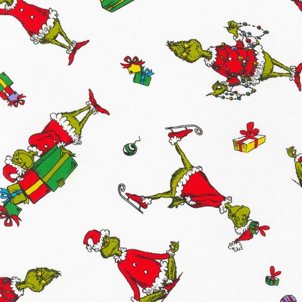 Quilting Cotton – Dr Seuss – How the Grinch Stole Christmas – White