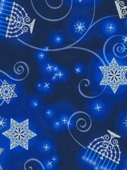 Quilting Cotton – Stars of Light – Menorahs – Blue