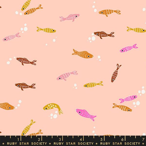 Quilting Cotton – Ruby Star Society – Koi Pond - Fishies -  Peach Fizz