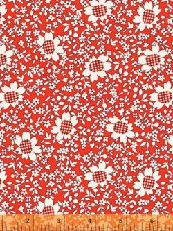 Quilting Cotton – Storybook - Gingham Flower - Red