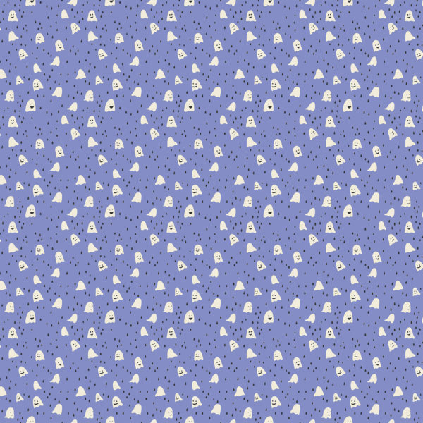 Quilting Cotton - Figo – Ghost Town - Happy Ghosts - Blue