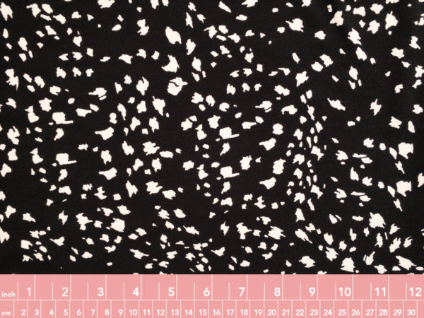 Designer Deadstock - Printed Rayon Twill - Speckles - Black/White