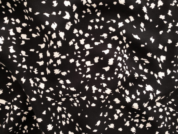 Designer Deadstock - Printed Rayon Twill - Speckles - Black/White