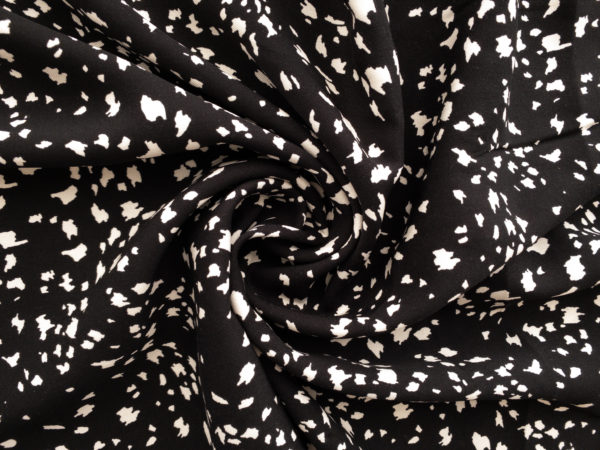 Designer Deadstock - Printed Rayon Twill - Speckles - Black/White