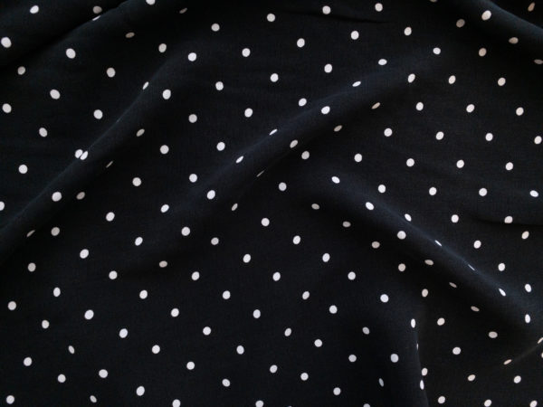 Designer Deadstock - Sandwashed Rayon Challis - Polka Dots - Black/White