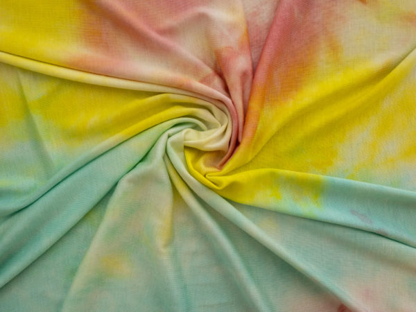 Designer Deadstock - Rayon/Spandex - Pastel Rainbow Tie Dye