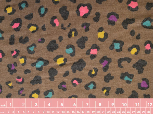 Designer Deadstock - Cotton/Polyester French Terry - Leopard Print - Rainbow/Brown