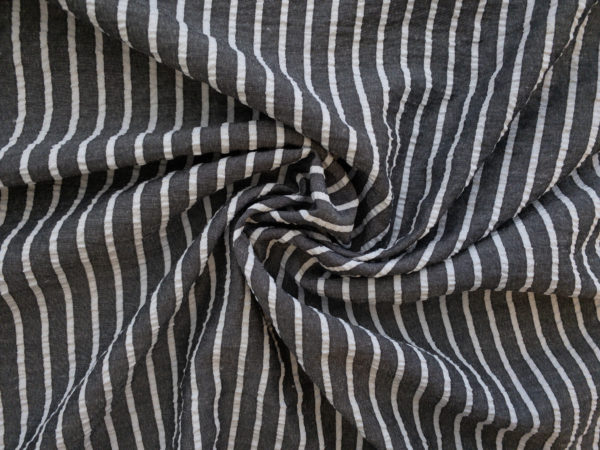 Designer Deadstock - Cotton/Nylon Yarn Dyed Shirting - Grey Chambray Stripe