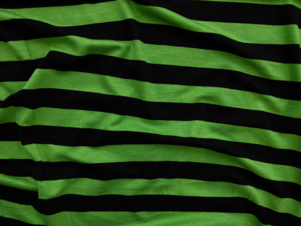 Designer Deadstock - Rayon/Spandex Jersey - Bold Stripe - Green/Black