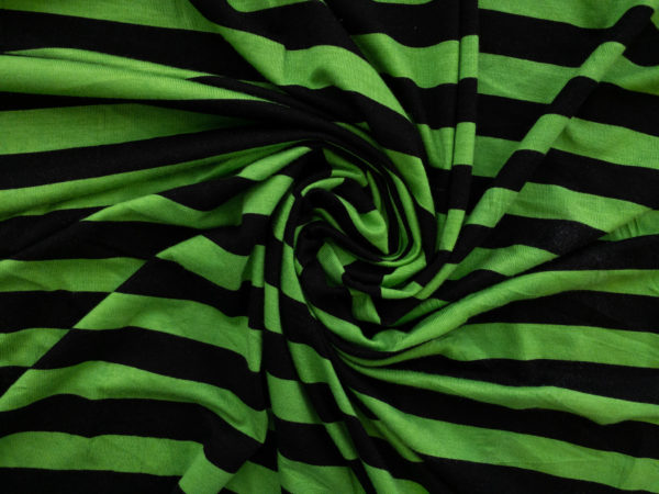 Designer Deadstock - Rayon/Spandex Jersey - Bold Stripe - Green/Black