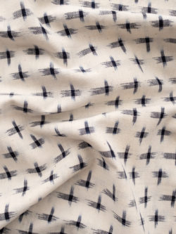 Dakota Star Cotton Ikat – Navy on Cream