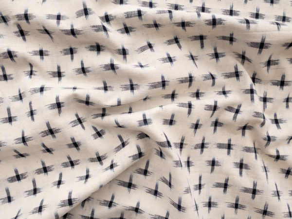 Dakota Star Cotton Ikat – Navy on Cream