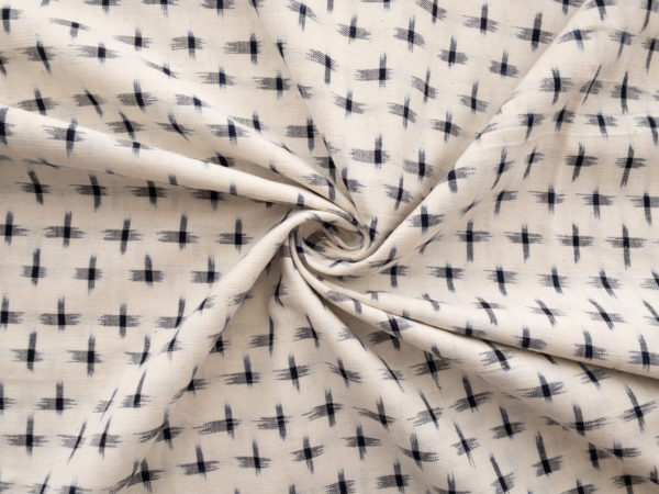 Dakota Star Cotton Ikat – Navy on Cream