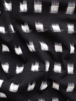 Dakota Square Cotton Ikat – Cream on Black